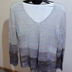 Coldwater Creek V-Neck Sweater - Blue Ombre